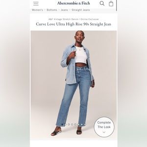 Abercrombie 	
Women's
Curve Love 90s Ultra High Rise Straight Jeans